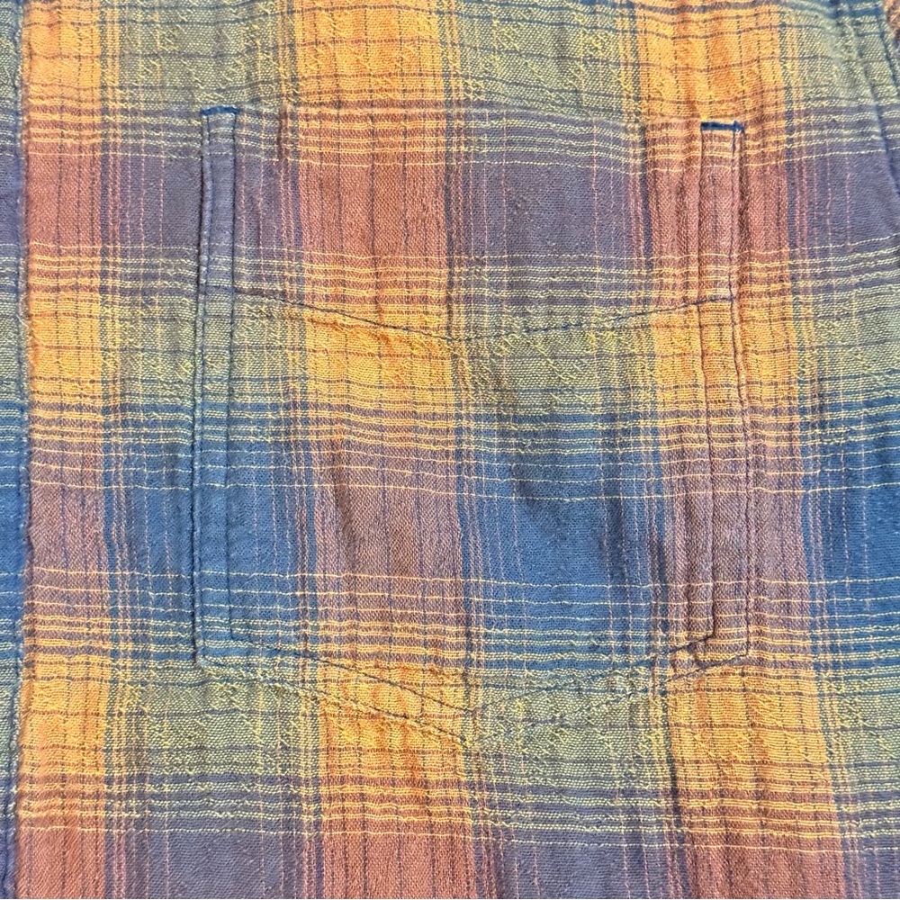 Carbon 2 Cobalt Mens Bonfire Plaid Orange Black Long Sleeve Button Up Shirt Med - Picture 6 of 9